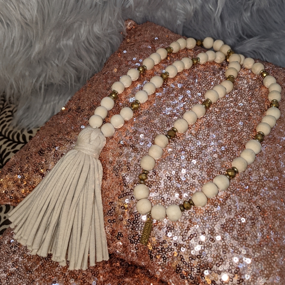 Wood Bead Tassel Necklace Rustic Farmhouse Beaded Jewelry  Boho Accessories Rope - Picture 12 of 12